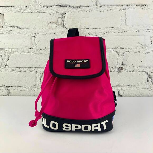 Y2K Polo Sport Nylon Magenta Mini Backpack - Picture 1 of 7